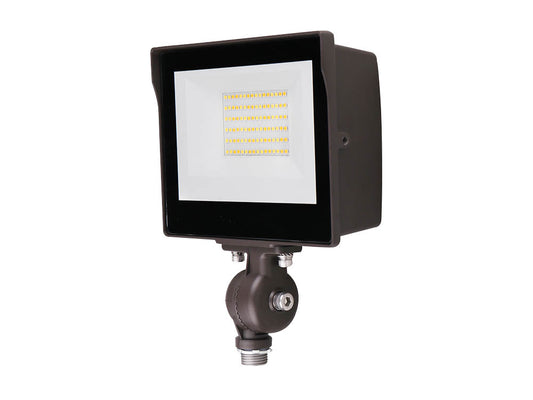 Maxlite Slim LED Flood Light Fixture With 1/2" Threaded Knuckle, Yoke Mount, On/Off Photocell, Wattage and Color Selectable