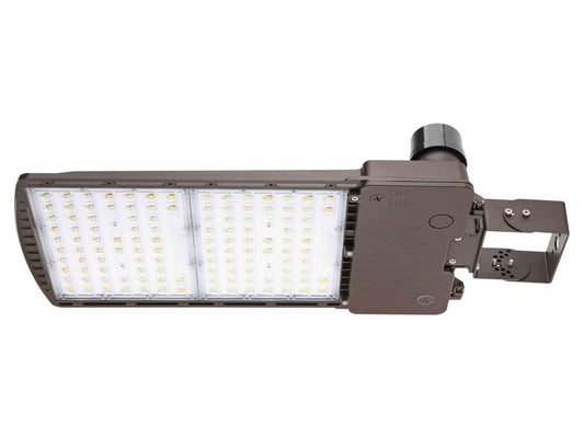 Dimmable LED Area Fixture With Yoke/Trunnion Mount & Photocell, Wattage Selectable & Color Selectable